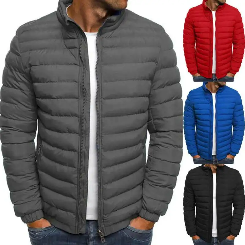 

Man Quilted Padded Down Coat Jacket Puffer Bubble Zip Lightweight Outwear Casual
