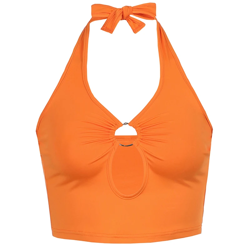 

Rockmore Sexy Hollow Out Halter Crop Tops Women y2k Aesthetic Corset Tank Top Tee Backless Clothes Vintage Camisole Clubwear 90s