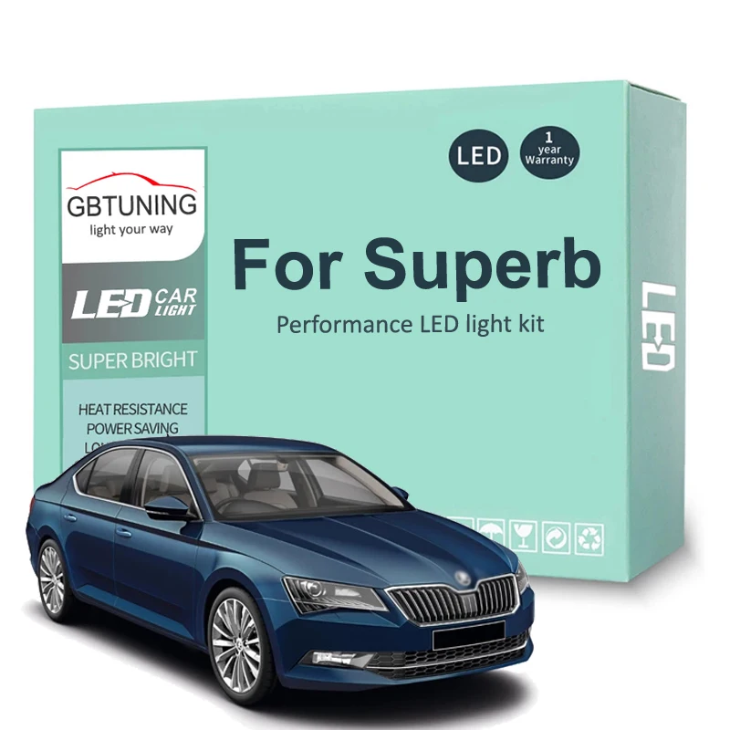 

LED Interior Light Bulb Kit For Skoda Superb 1 2 3 MK1 MK2 MK3 Sedan Estate 2001-2015 2016 2017 2018 Car Lamp Canbus No Error