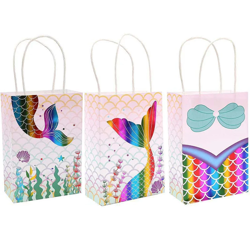 5 шт./лот бумажные подарочные пакеты с хвостом русалки вечерние сумки для дня