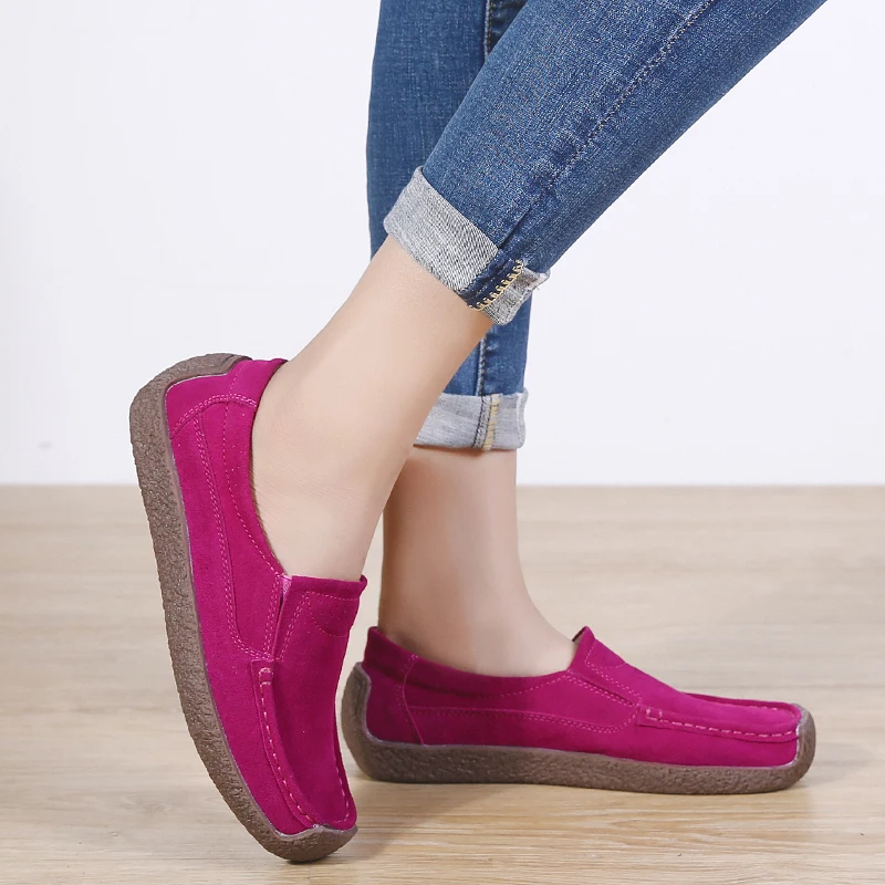 BomKinta 2019 Spring Women Flats Sneakers Shoes Woman Slip On Loafers Suede Leather Handmade Boat Platform Oxfords | Обувь