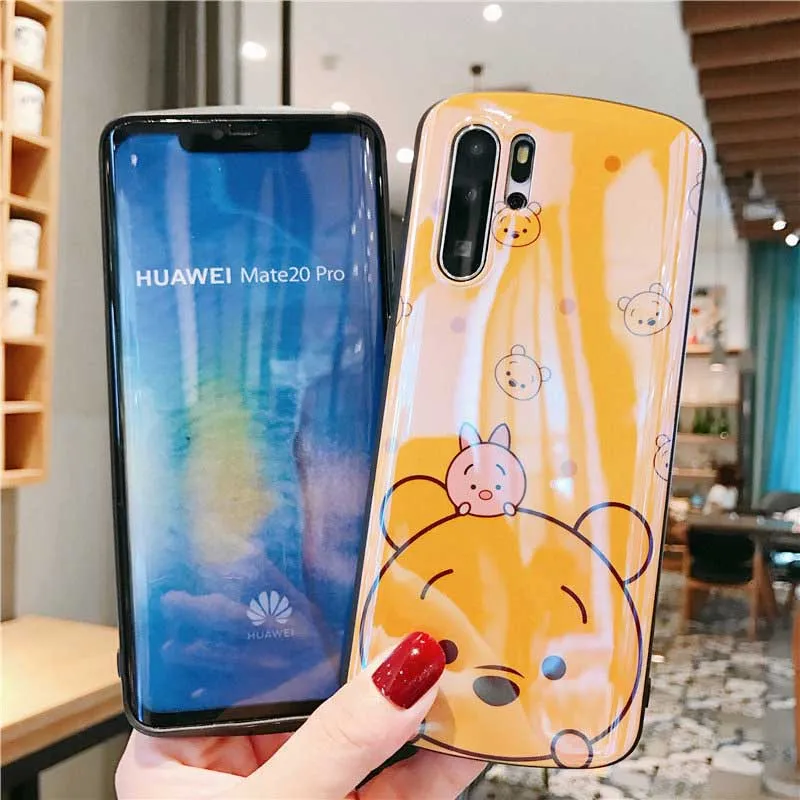 Голубой легкий чехол для huawei P30 P20 Mate20 Pro 20X мультфильм Медведь Мягкий ТПУ чехол для Honor 8X10 V20 Nova 3 3i 4 5Pro задняя крышка fundas