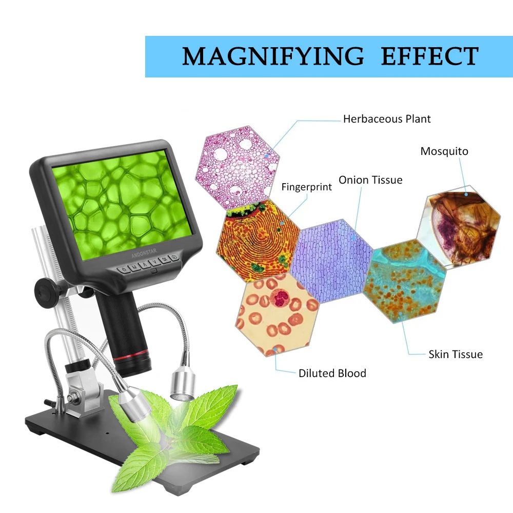 Цифровой микроскоп AD407 с экраном 7 дюймов для пайки разрешением 270X 1080P |