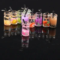 3d fruit cup pendants glass candy drink bottle resin charms for craft diy jewelry making diy earrings necklace accessories gift