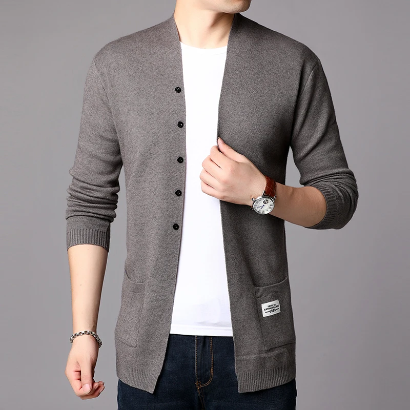

2021 Fashion Mens Cardigan Jackets Coats Trend Windbreaker Autumn Overcoat Casual Sweater Jacket Men Clothing Black
