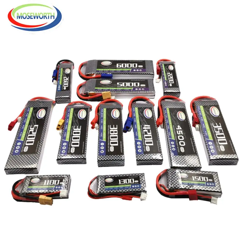 7 4 В 2S RC самолет LiPo батарея 1100 1800 2600 3500 4500 5200 6000 мАч 30/40/60C для радиоуправляемого