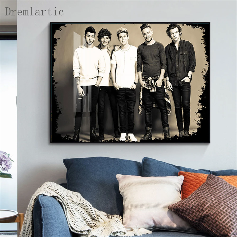 

One 1D Music Brand Canvas Poster Silk Fabric Modern Style Prints Party House Decor Room#20-1005-17