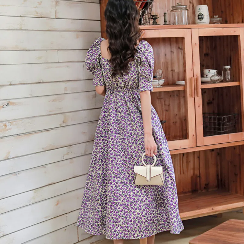 Платье женское шифоновое с цветочным принтом винтажное Элегантное Длинное