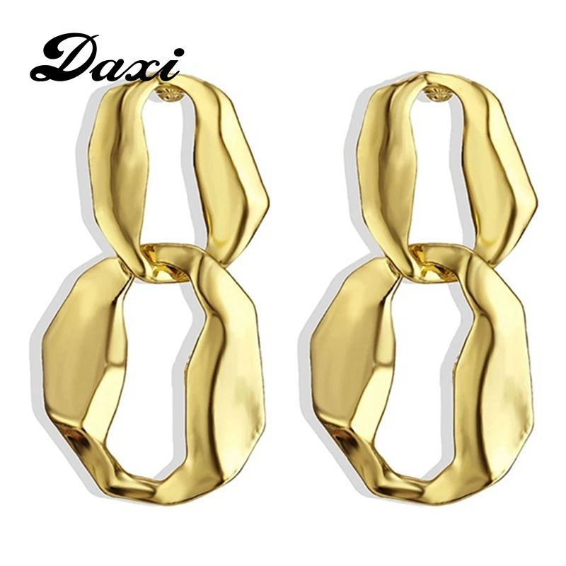 Модные геометрические золотые серьги DAXI неправильной формы винтажные женские