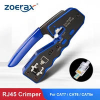 zoerax rj45 pass through crimper tool ethernet crimper ez network crimping tool wire stripper cutter for cat6a cat5