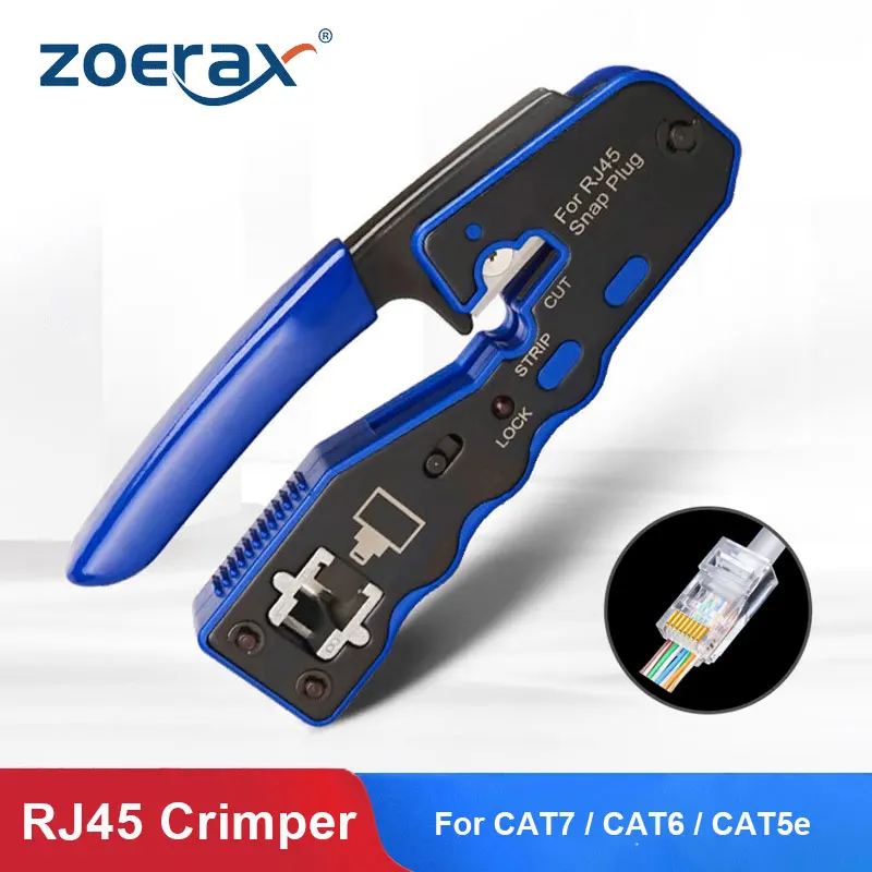 Обжимной инструмент ZoeRax RJ45 для обжима сети Ethernet EZ зачистки проводов Cat6a Cat5 |