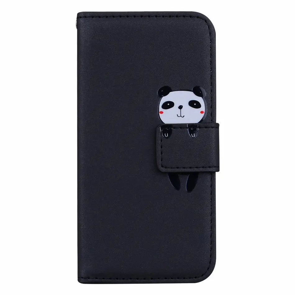 Black Роскошный кожаный кошелек для телефона samsung Galaxy A50 A60 A70 A70S, однотонный чехол для телефона, милый маленький питомец, панда, лягушка, кошка, E22G - Цвет: Black