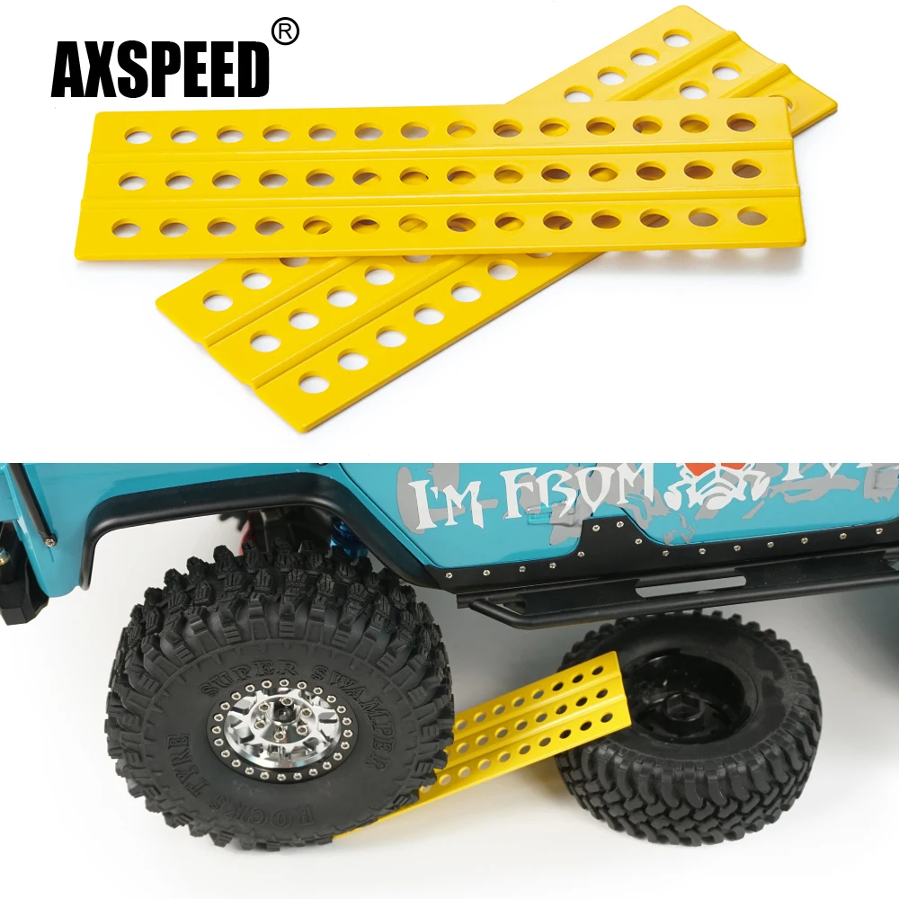 AXSPEED 2pcs Metal Recovery Board Mud Snow Sand Ladder Decoration for Axial SCX10 Traxxas TRX4 CC01 D90 D110 TF2 1/10 RC Crawler