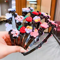 lovely flowers hairband bezel with hair clips kids headband hair band hoops children kids birthday gifts hair accessories 2021