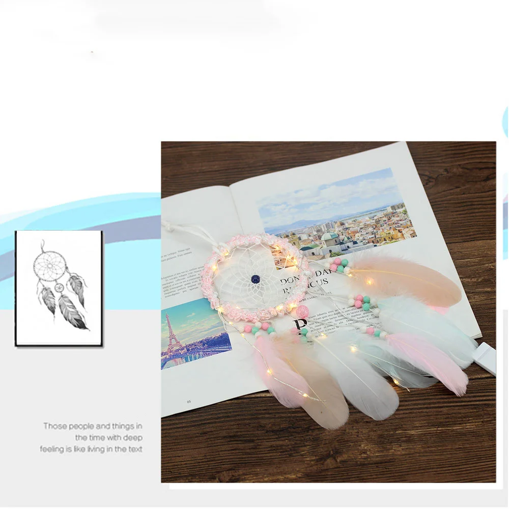 Светодиодная лампа с перьями ручной работы ночной Светильник мечта приманкой на