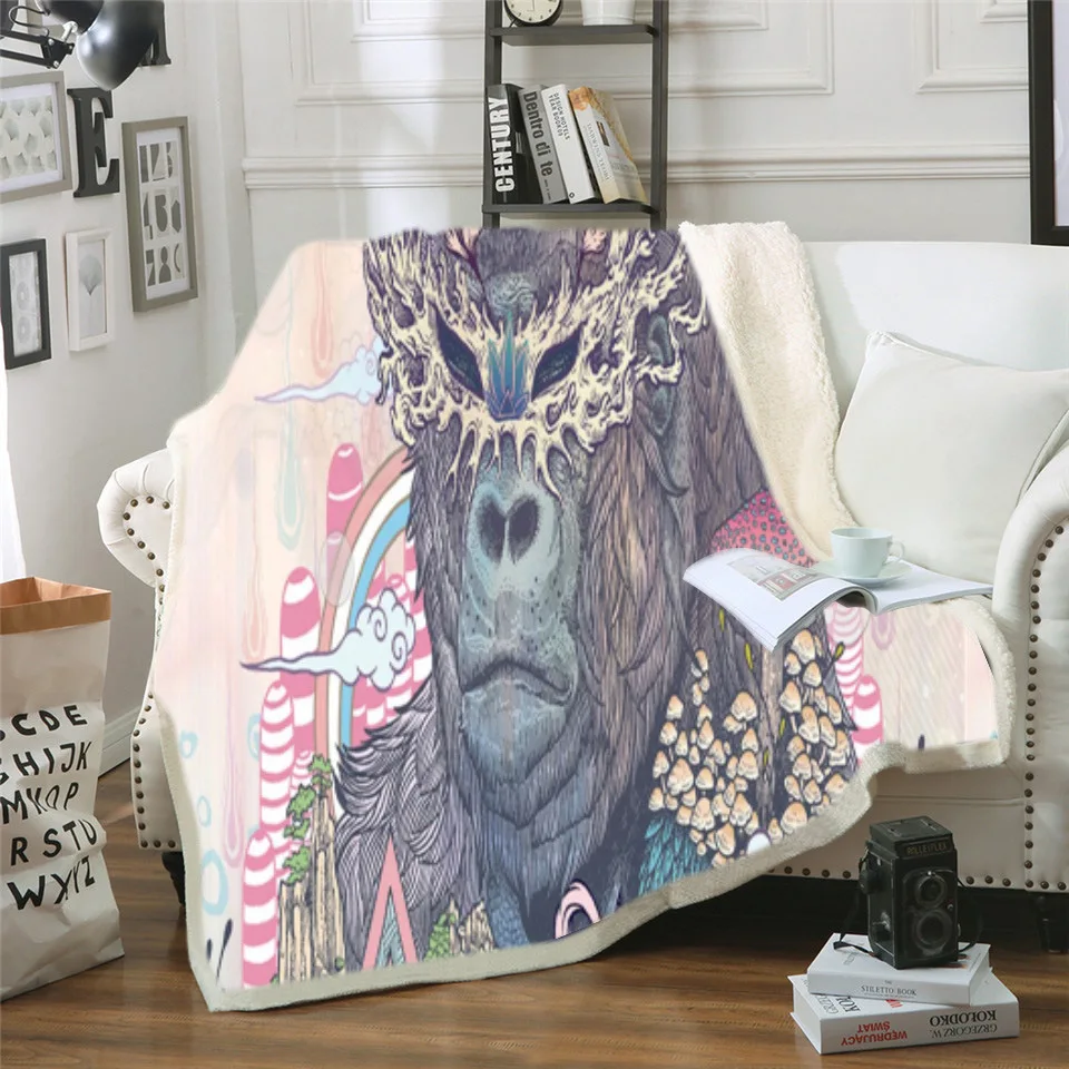 

Fashion National Style Animal Wool Blanket Plush 3D Printed Adult Sofa Wool Sheet Wrapped Throw Blanket Christmas Gift