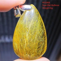 natural gold rutilated quartz pendant necklace water drop crystal rutilated wealthy stone beads jewelry brazil aaaaaa