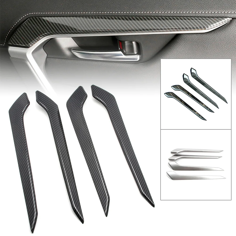

4Pcs Car Interior Door Panel Armrest Cover Trim Decor For Toyota RAV4 2019 2020 / RAV 4 19 20 ABS Plastic