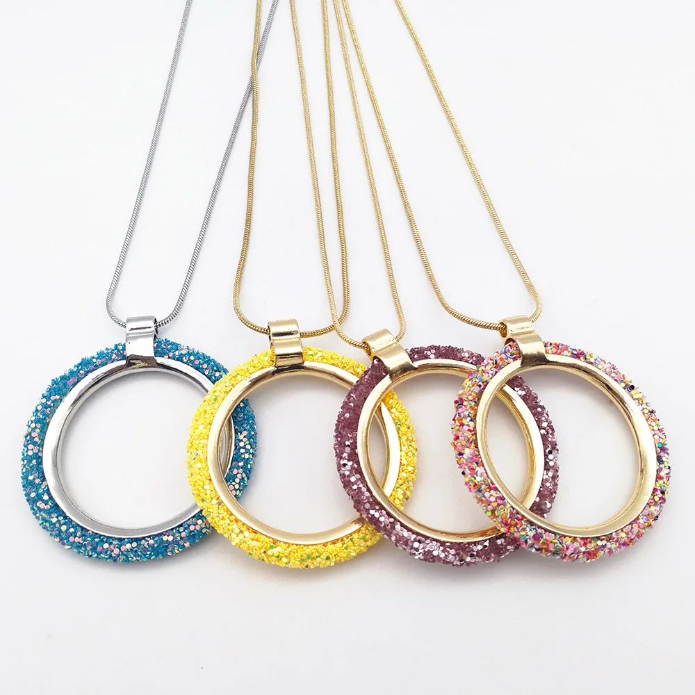 Красочное Ожерелье Стразы с круглой подвеской новый дизайн Модная цепочка со