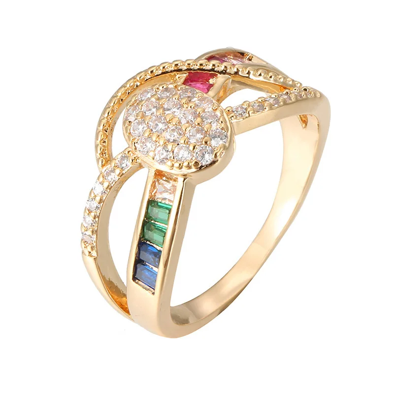 

Ring Rainbow Series Color Zircon Ring Fashion Personality Line Rainbow Handicraft European and American Jewelry