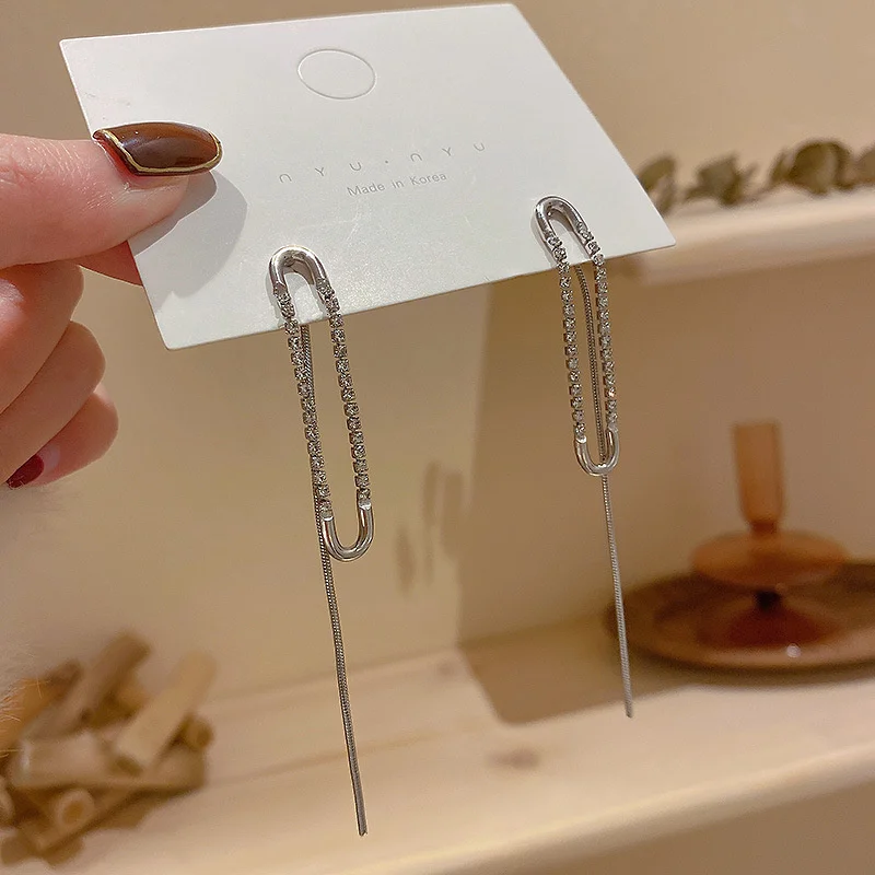 

925 silver needle two diamond clip earrings and Earrings