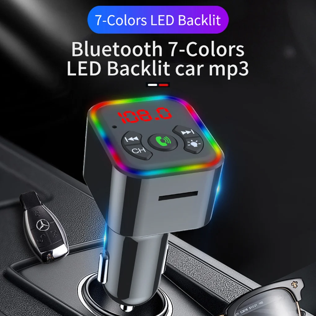 

LED Display Bluetooth-Compatible Mini Car MP3 Player Transmitter USB Disk Quick Charger Hands Free Truck Radio Adapter