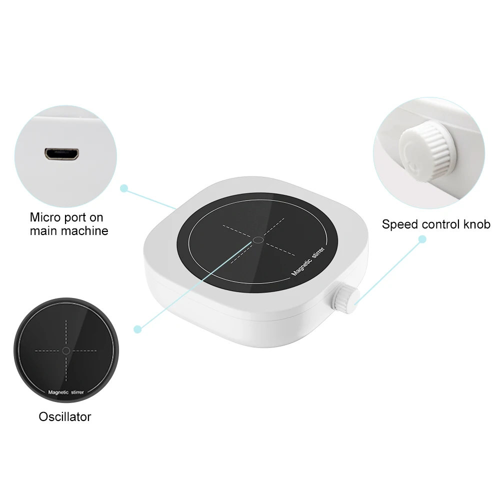 Магнитная мини-мешалка MS2000 объем перемешивания 2000 мл маленький размер макс.