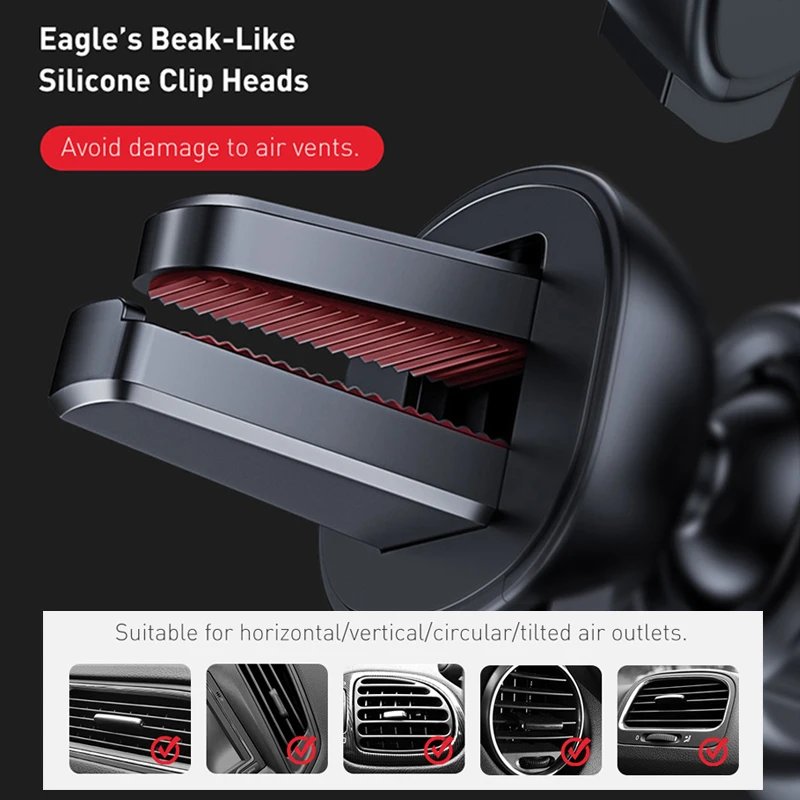 baseus gravity car phone holder universal car air vent mount metal cell phone stand holder for 4 7 6 5 inch mobile phone support free global shipping