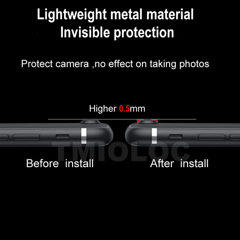 6D Camera Lens Tempered Glass for iPhone XR Metal Protection Ring Case + Front HD Clear Glass Screen Protector Film Black Red