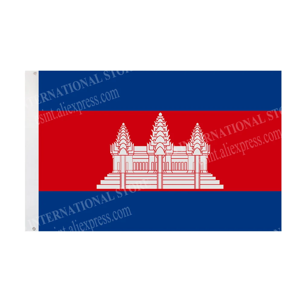 Камбоджийский флаг Национальный полиэстер баннер летающий 90*150 см 3*5 футов по