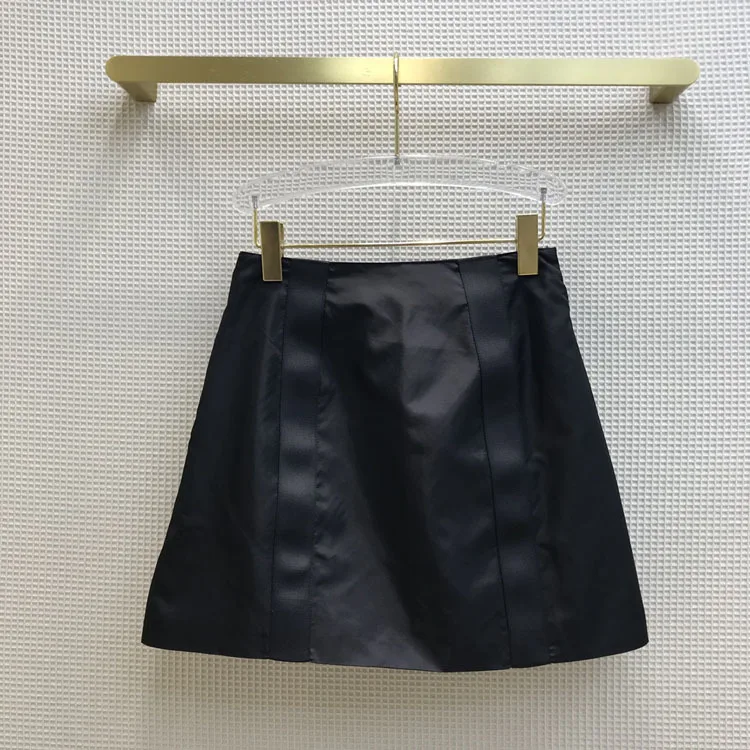 Luxury Brand Skirts Women 2021 Spring Fall High Waist Slim A Line Mini Skirt High Quality Nylon White or Black Skirts for Women