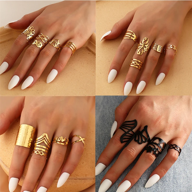 

Bohemia Vintage Gold Color Star Midi Knuckle Rings Set For Women Fashion Geometric Female Finger Joint Rings Set Jewelry Gifts
