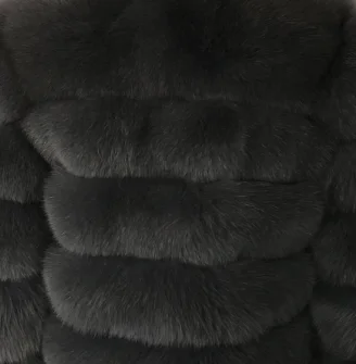 Модное пальто из натурального меха серебристой лисы, толстое теплое Женское пальто из синей лисы, зимнее элегантное пальто из натурального меха с круглым вырезом - Цвет: Dark Gray