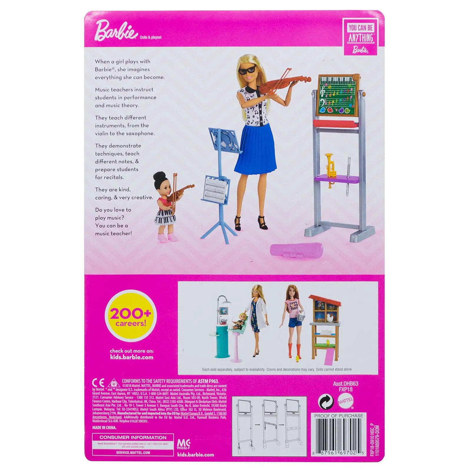 

Original Barbie Music Teacher Playset 18 Inch Dolls Birthday Present Girls Toys For Kids Children Gift Brinquedos Bonecas