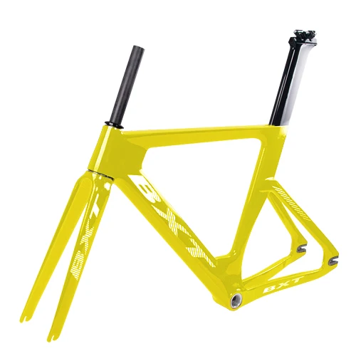 BXT full yellow BXT углеродный руль трековая рама дорожного кадров колесо для велосипеда с фиксированной передачей комплект с вилкой Подседельный штырь 49/51/54 см, углеродный руль для велосипеда Рама - Цвет: BXT full yellow