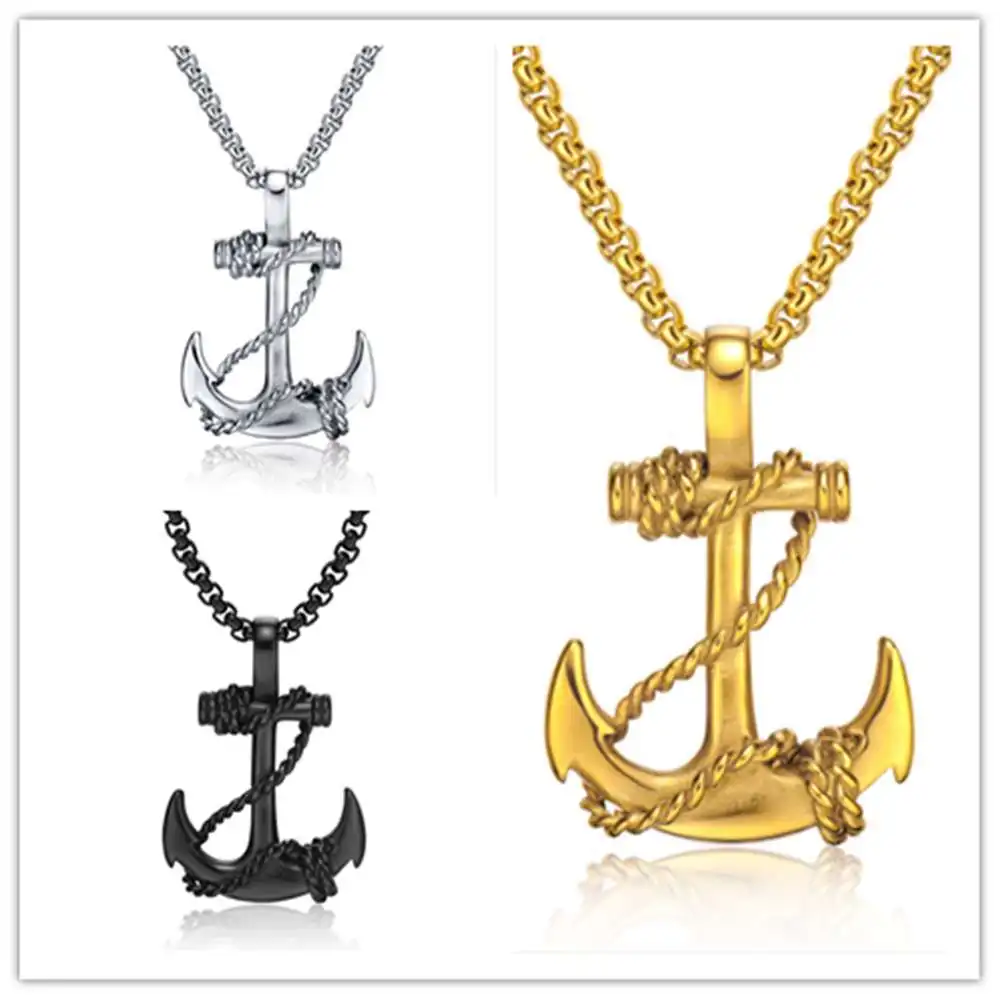 

Men Titanium Steel Cross anchor Pendant Necklace so222