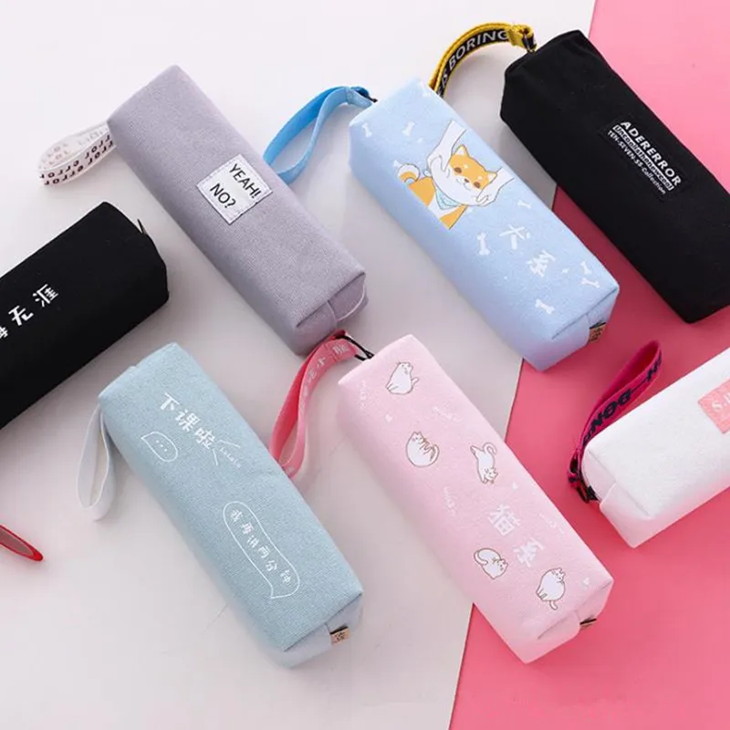 Компактный однотонный студенческий портативный чехол для карандашей школьный