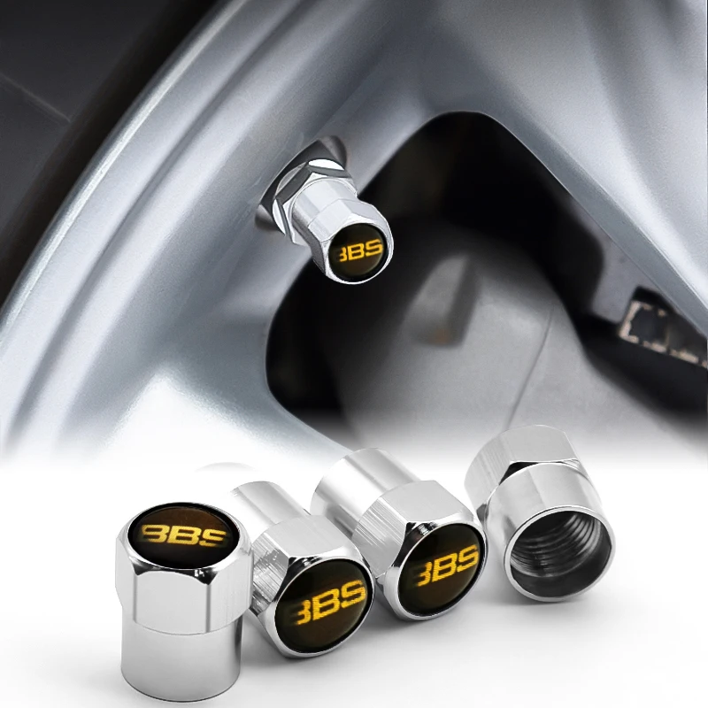 

4Pcs BBS logo car tire valve cap 4 wheel tire valve cap in the shape of auto parts is suitable for BBS RM RZ RG RS TRD SR