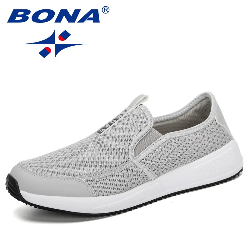 BONA 2020 New Designers Air Mesh Men Casual Shoes Slip On Leisure Man Outdoor Sneakers Tenis Masculino Adulto Comfortable | Обувь
