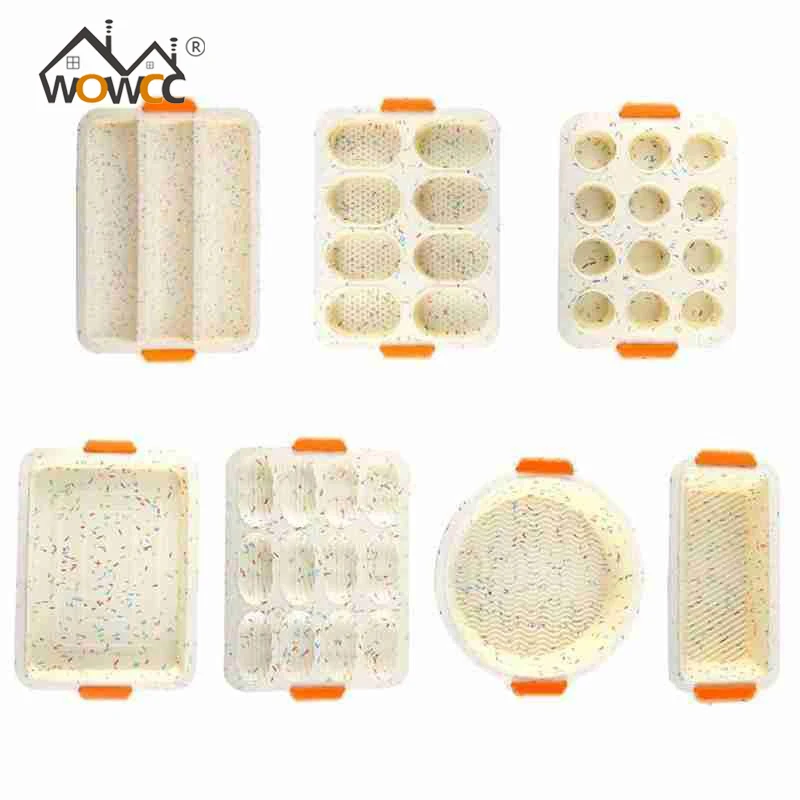 

WOWCC Non-stick Baking Mold Silicone Bread Mold Foldable Muffin Toast Cake DIY Hamburger Molds Muffin Pan Tray