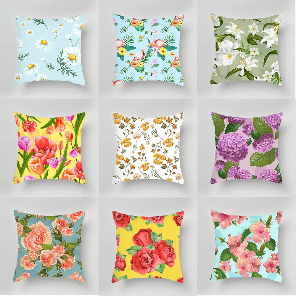 

Nordic Country Flower Fashion Modern Throw Pillow Case French Velvet Gift Sofa Cushion Bedside Backrest Throw Pillow Covers