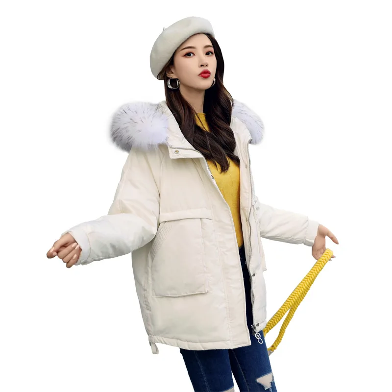 

2019 winter thickening casual loose long down jacket female fashion Korean version of the new large fur collar coat women