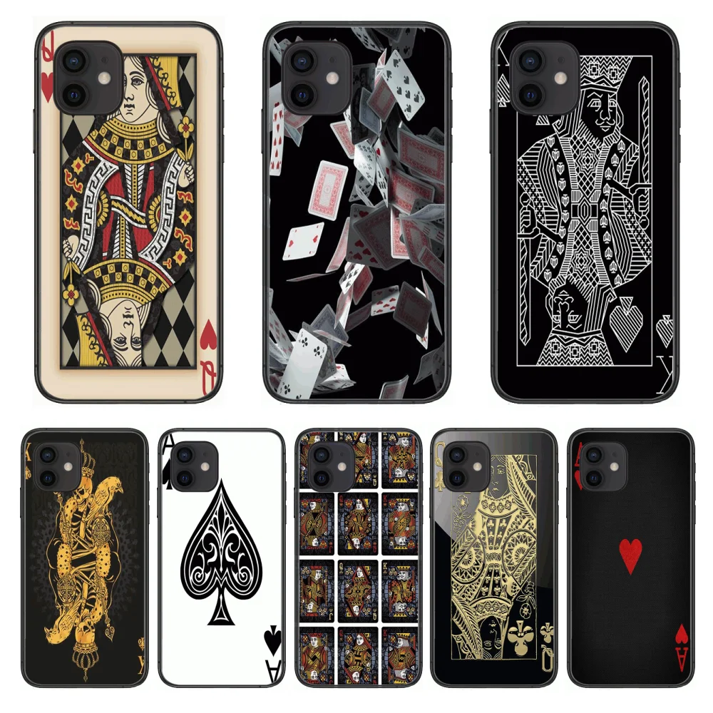 

Poker Personality Style Phone Case cover For iphone 12 pro max 11 8 7 6 s XR PLUS X XS SE 2020 mini black cell shell