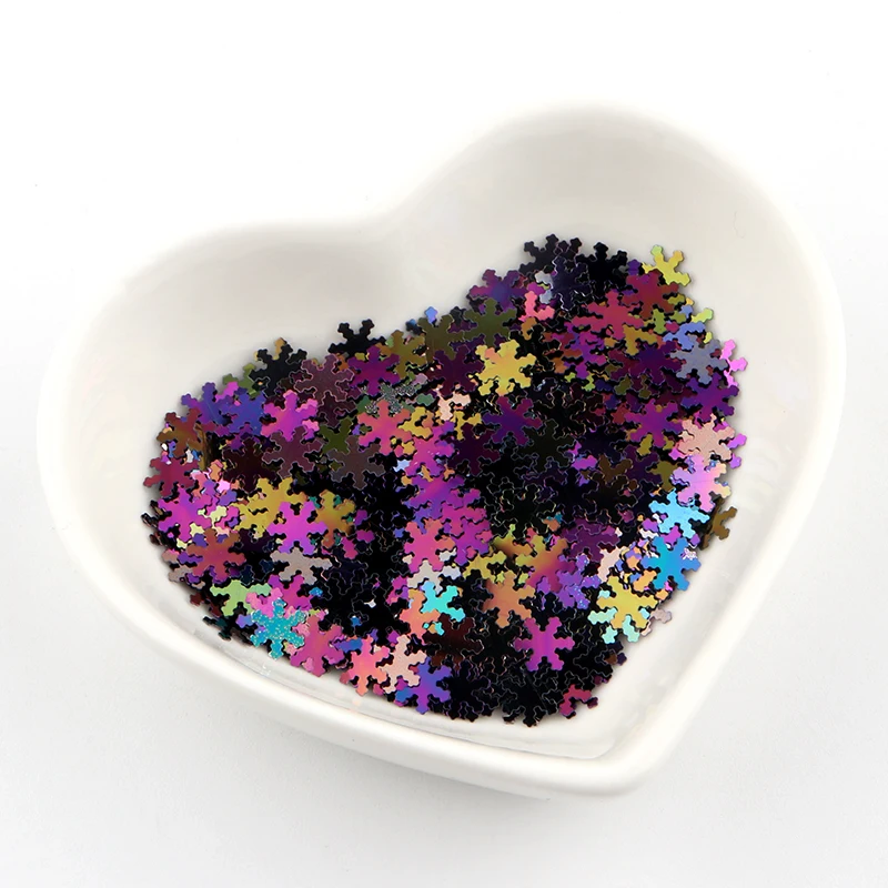 colorful purple Ультратонкие блестки, блестки для ногтей, хлопья, пайетки, 5 мм, в форме снежинки, свободные блестки, блестки, для рождественской вечеринки, художественное украшение, 8 г - Цвет: colorful purple