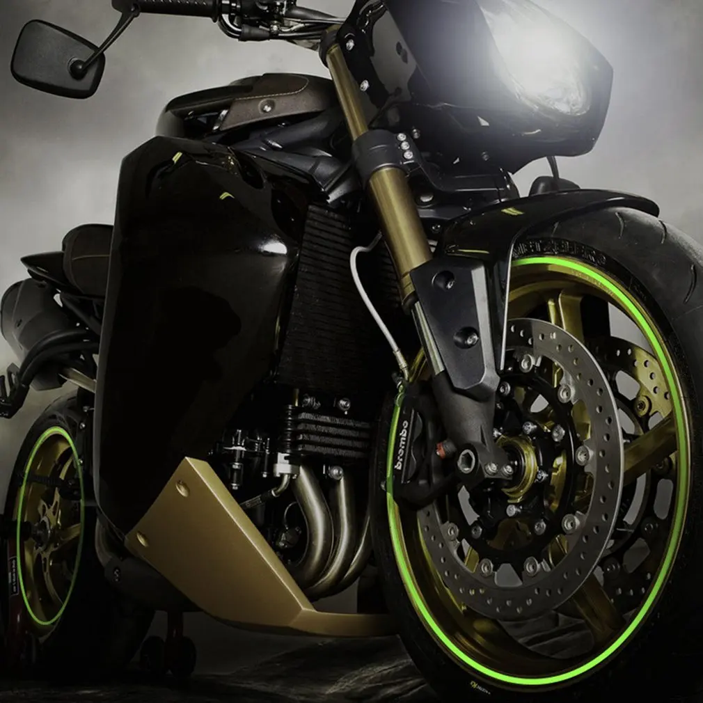 

Automobile And Motorcycle Wheel Stickers Pvc Fluorescent Green Section Reflective Stickers Wheel Stickers