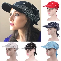 women cotton head scarf visor hat with wide brim sunhat summer beach uv protection sun hats female casual printed flower cap