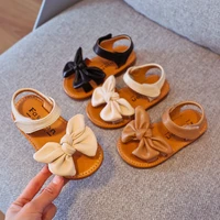 girls soft soled beach shoes baby teenage bow knot open toed children sandals leather sandals bowtie bow summer toddler shoes