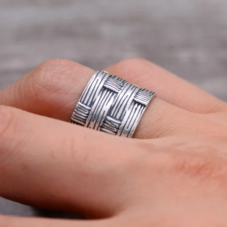 Одноцветное кольцо с плетеным орнаментом из стерлингового серебра 925 пробы для
