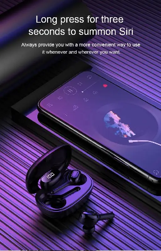Erilles Bluetooth Earphone Earbuds Wireless Stereo Sound Earphones Sports Translator Headset Noise Reduction with Charging Box