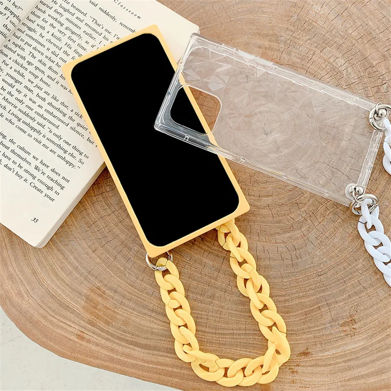 

Fashion Candy Color Square Wristband Phone Case For iPhone 12 11 Pro MAX XS Max XR X 8 7 Plus 12 Mini SE 2020 Soft Back Cover